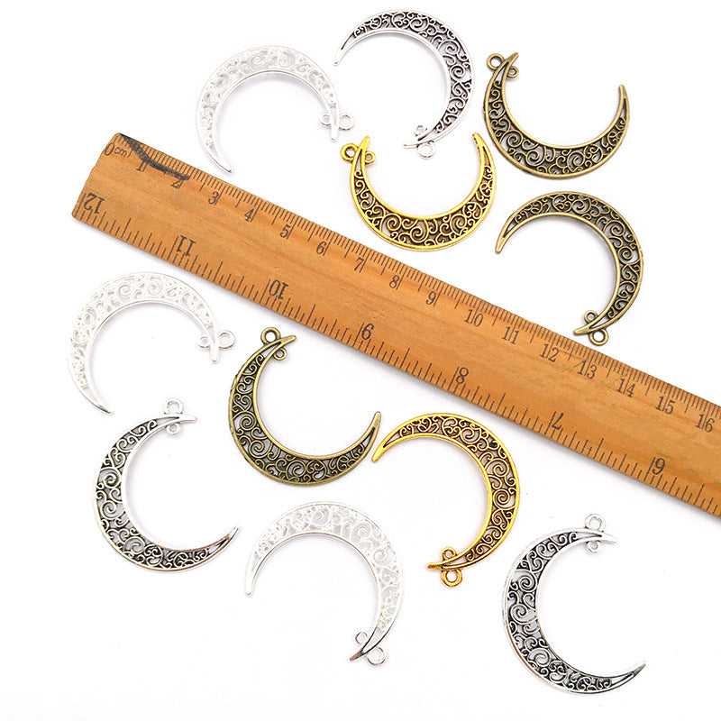 Zinc Alloy Hollow Moon charm pendant for DIY earring necklace keychain jewelry making