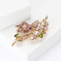Crystal Rose Bouquet Brooch in Pink or Purple Jewel Tones view 3