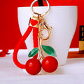 Double Red Cherry Keychain with Plain Red Cord and Fortune Loop Options view 2
