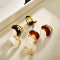 Irregular Resin Double Curve Stud Earrings In Three Colors view 1