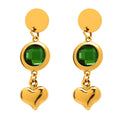 Gold Disc Czech Glass Heart Drop Earrings Multi Colors view 5