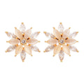 Pink White Floral Crystal Stud Earrings Fashion Jewelry view 5