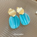 Marbled Resin Drop Earrings in Pink and Ivory for Women view 3