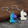 Metal Unicorn Keychain in White and Iridescent Styles view 1