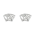 Silver-Tone Fan Plum Blossom Branch Openwork Stud Earrings view 5