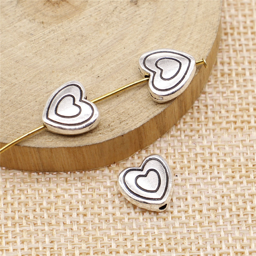 10mm 1.5g Antique Silver Zinc Alloy Heart Loose Metal Beads for DIY Bracelet Necklace Jewelry Making