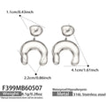 Hammered U-Shape Drop Earrings 316L Steel Gold Or Silver view 6