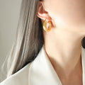 Gold Twisted Ribbed U Shape Chunky Hoop Earrings Pair view 1