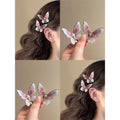 Butterfly Alligator Hair Clip With Pearl Like Drop In Four Colors view 4
