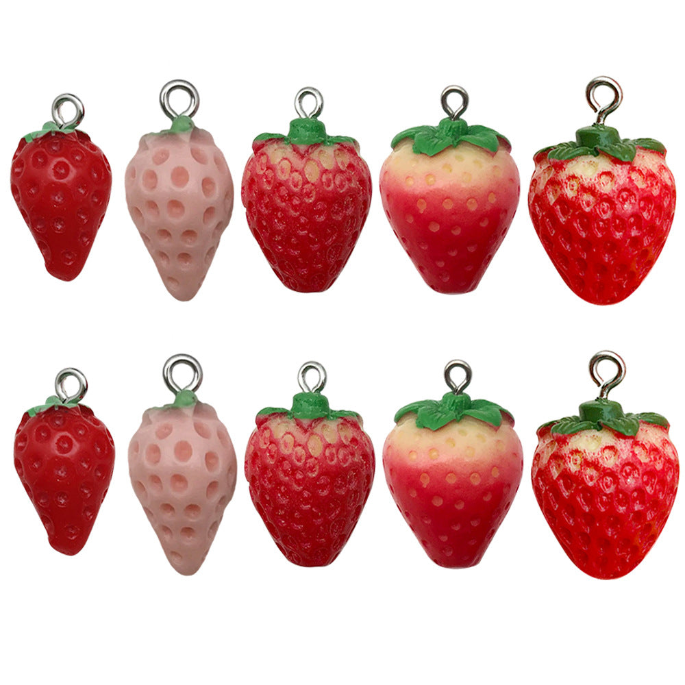 Acrylic 3D Strawberry Fruit Charm Pendant for Necklace Bracelet Earrings DIY