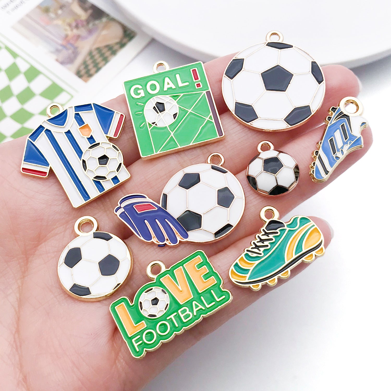 Glossy Zinc Alloy World Cup Football Charm Pendant for Bracelet Necklace DIY Jewelry