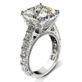 Asscher Cut Clear CZ White Gold Pave Band Finger Ring view 4