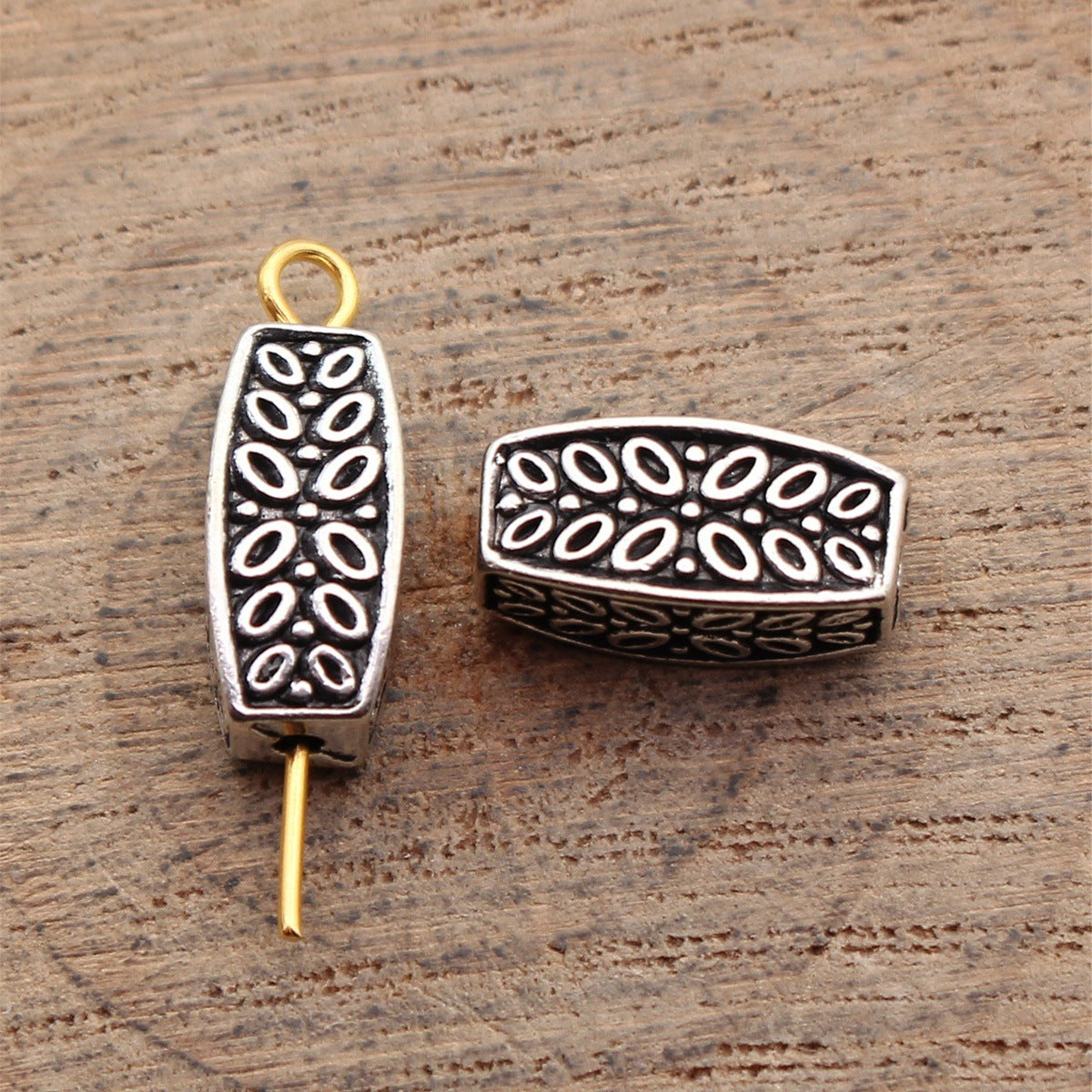 13x6x6mm 2g Antique Silver Zinc Alloy Carved Rectangular Tube Spacer Beads for Bracelet Making