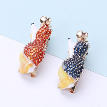 Enamel Hedgehog Brooch Beaded Back Gold Heart Accent