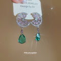 Colorful Crystal Floral Drop Earrings with Reflective Details view 3