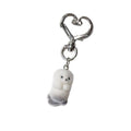 White Plush Otter Keychain Silver Heart Lobster Clasp view 5