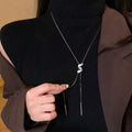 Silver Tone Twisted S Pendant Long Y Drop Necklace view 1