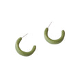 Thick Resin C-Shape Hoop Stud Earrings Green White view 5