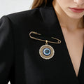 Gold Tone Rhinestone Evil Eye Safety Pin Brooches in Nine Designs view 2