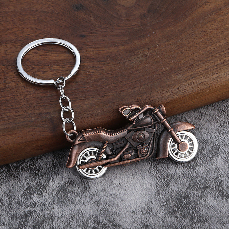 Large Color Motorcycle Metal Keychain with Movable Wheel Pendant