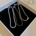 Three Piece Crystal Tennis And Snake Chain Bracelet Set In Gold Or Silver view 6