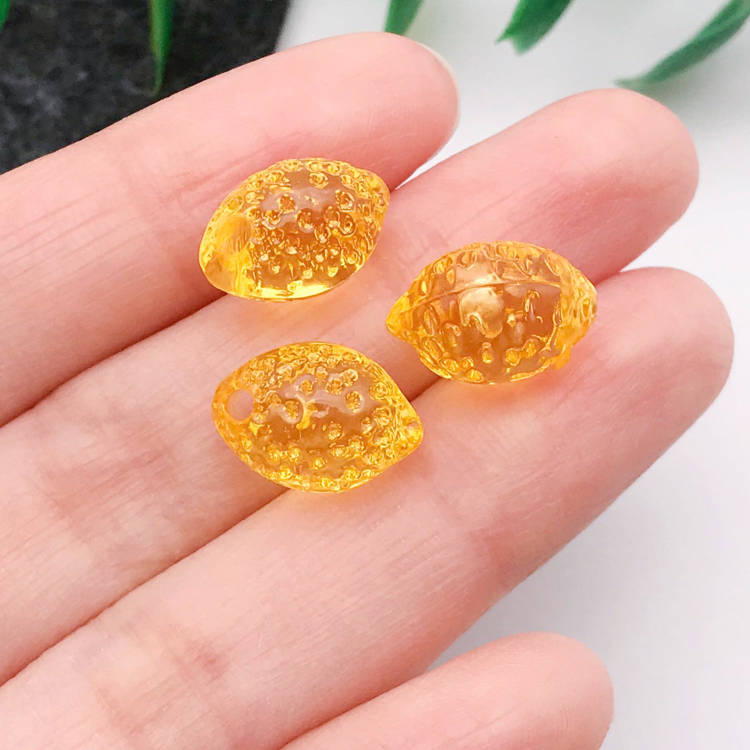 Acrylic 3D Lemon Pear Leaf charm pendants for DIY bracelet necklace keychain making