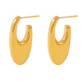 Gold Polished U-Shaped Stud Earrings Smooth Metal Finish view 5