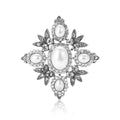 Baroque Style Pearl And Crystal Diamond Brooch In Three Tones view 5