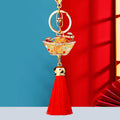 Jeweled Fortune Ingot Tassel Keychains in Five Bright Color Options view 2