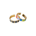 Gold Tone Open Adjustable Ring Multicolor Enamel Heart Band view 5