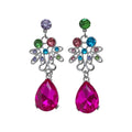 Silver Multicolor Flower Gem Necklace and Drop Earrings view 5