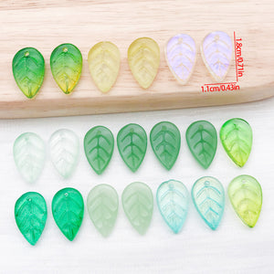 Translucent Glass Leaf Charms in Nine Green and Iridescent Finishes