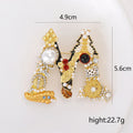 Jeweled Open Letter M Brooch With Pearl and Enamel Details view 5