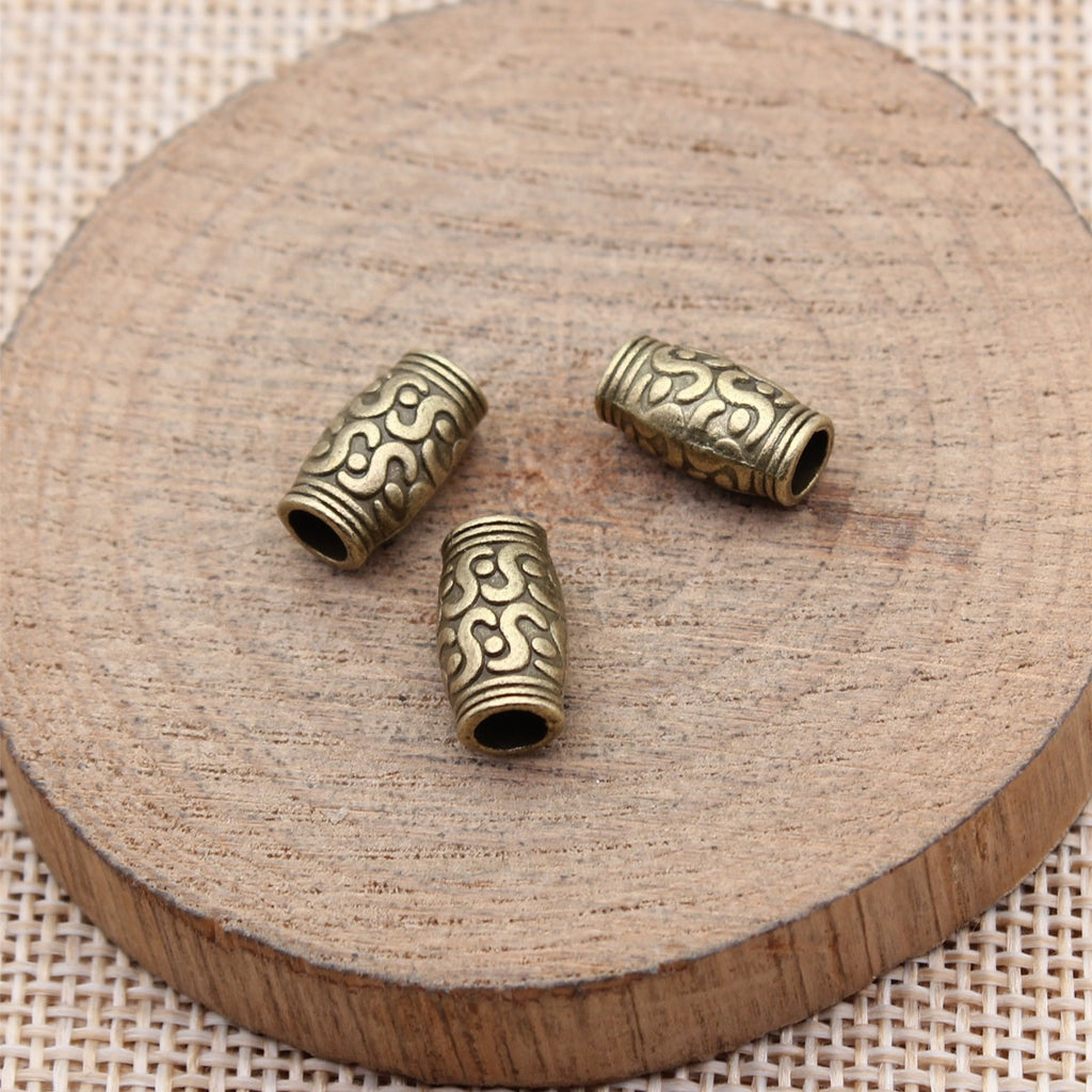12x6.5x6.5mm 1.2g Multicolor Zinc Alloy Carved Tube Large Hole Spacer Beads for Bracelet Making