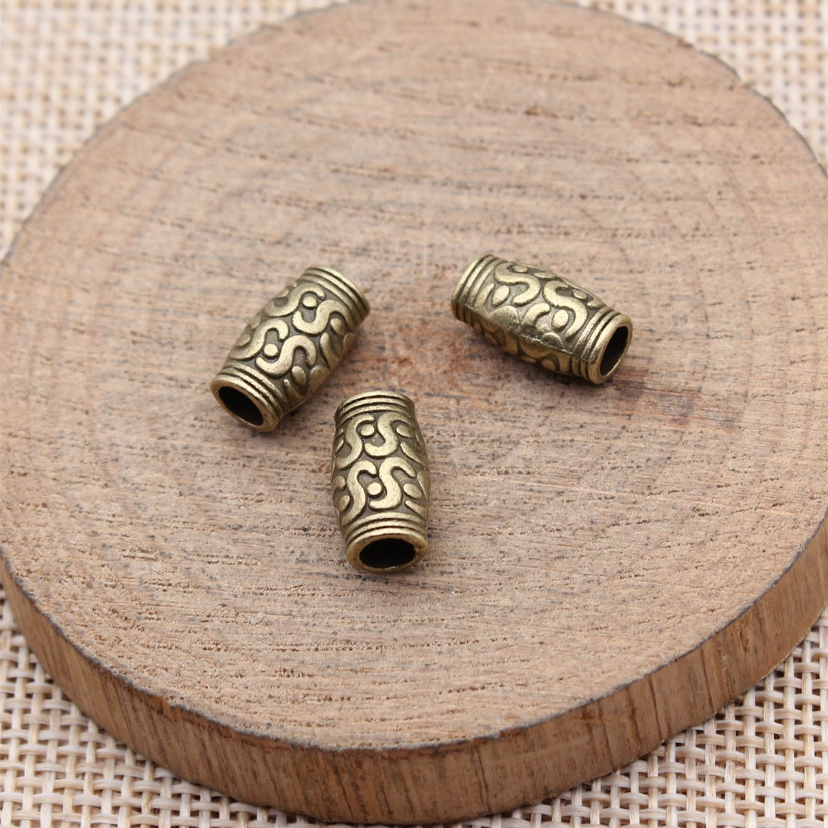 12x6.5x6.5mm 1.2g Multicolor Zinc Alloy Carved Tube Large Hole Spacer Beads for Bracelet Making