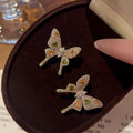 Gold Tone Crystal Butterfly Stud Earrings Fashion Jewelry view 3