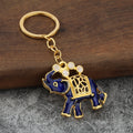Gold Tone Metal Elephant Keychain With White Accents, Six Colors view 7