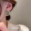 Multicolor Crystal Oval Cluster Stud Earrings Polished Metal Jewelry view 4
