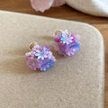 Colorful Crystal Flower Cluster Clip On Earrings In Six Styles view 6