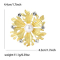 Textured Floral Brooch with Pearl Center in Gold and Silver view 4