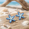 Four Color Woven Double Starfish Statement Dangle Earrings view 6