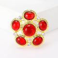 Oval Stone Cluster Brooch A Round Gold-Tone Cluster Of Oval Glass-Look Stones And Clear view 8