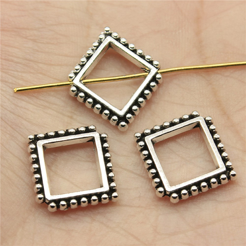 17x15x3mm 1.3g Zinc Alloy Diamond Hollow Small Hole Spacer Beads for Bracelet Necklace Making