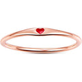 Thin Band Tiny Heart Enamel Metal Finger Ring Two Tones view 3