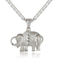 Textured Elephant Pendant Necklace Curb Chain Metal view 5