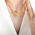 Gold Sun Turquoise Charm Snake Chain Necklace Bracelet view 3