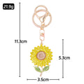 Rhinestone Sunflower Keychain Metal Flower Bag Charm view 3