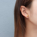 Polished Heart Stud Earrings In Gold Or Steel Metal Tone view 7