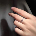 Rectangular Baguette Solitaire Pave Ring In Polished Silver Tone view 3