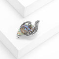 Silver Tone Shell Effect Teardrop Brooch With Double Scrolls view 3